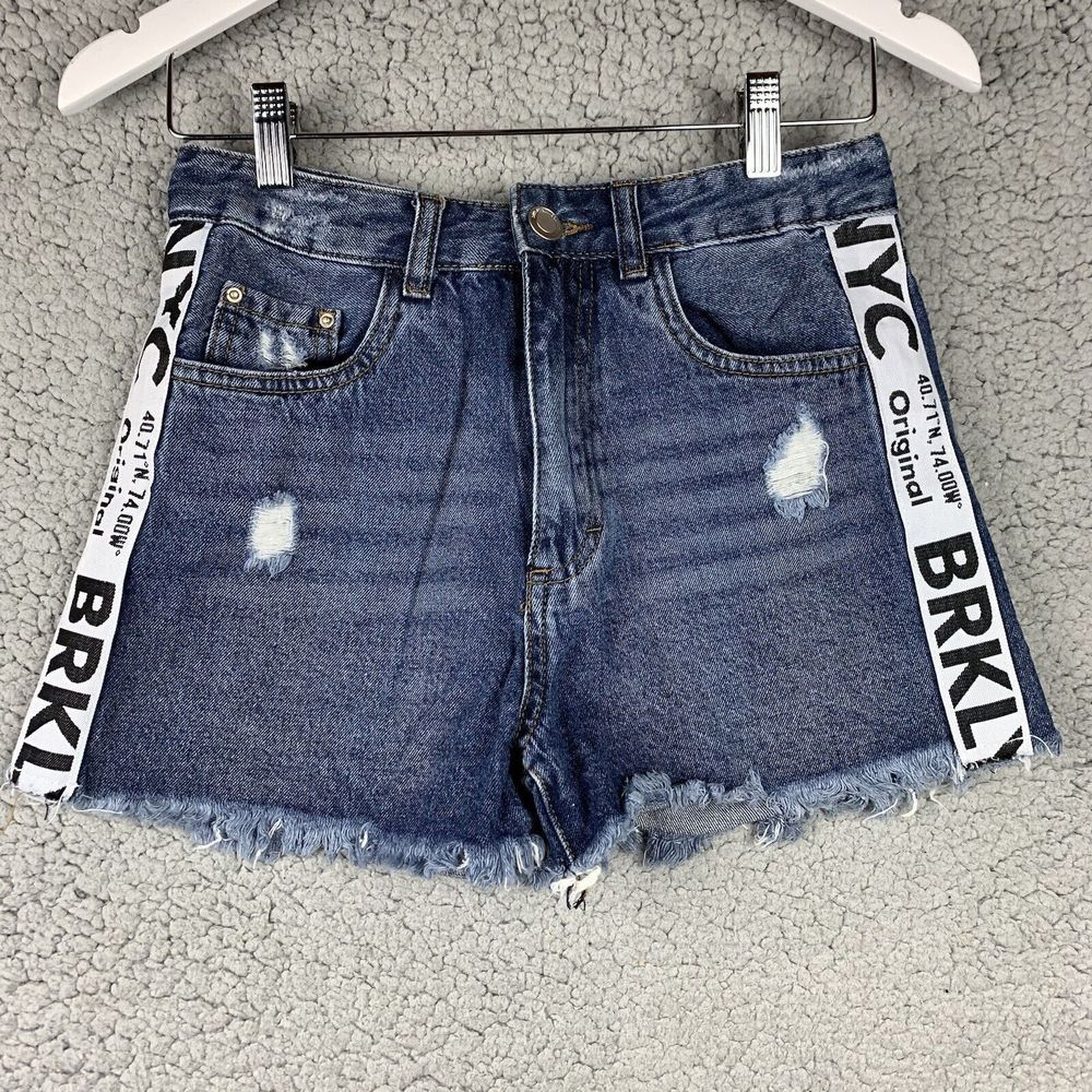 High Rise Denim Shorts Sz 3 Juniors‎ 28" Jorts NYC Brooklyn Streetwear Society